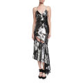 Fractured Sequin Sleeveless Bias-Cut Cocktail Slip Dress